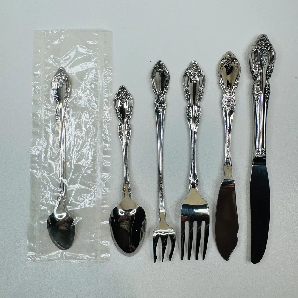 Oneida Plantation‎ Stainless Mixed Serving Utensils Lot 6 Rose Floral Flatware